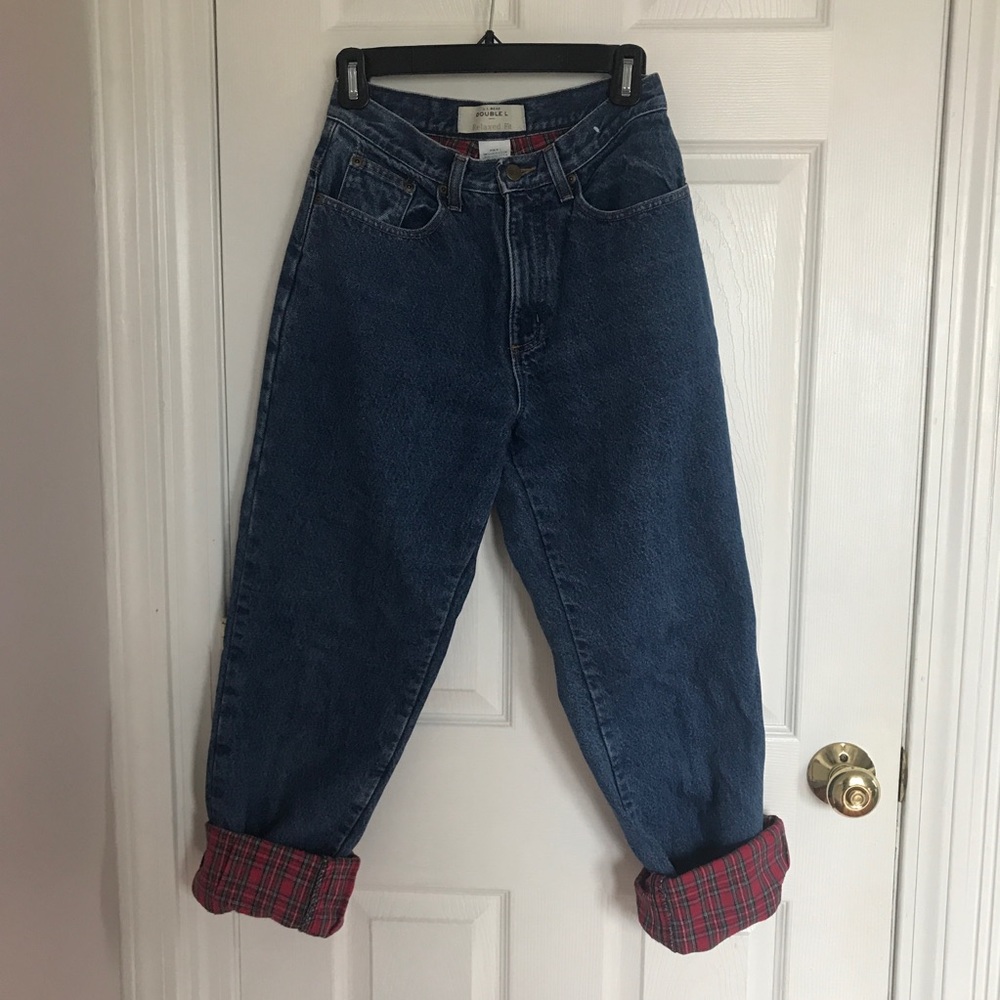 L.L. Bean flannel lined mom jeans